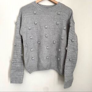 LUMIERE grey pom knit sweater
